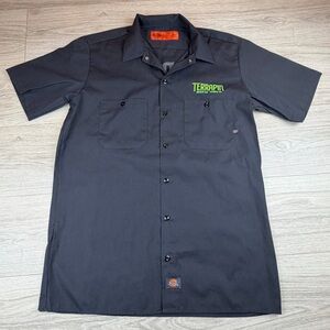Dickies Terrapin Brewing Navy Button Down Bowling Shirt Athens, GA Size M